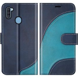SJZG-Coque Pour Galaxy A11, Portefeuille Etui En Cuir Pu, Magnétique Protection Housse Coque Pour Samsung Galaxy A11, Bleu