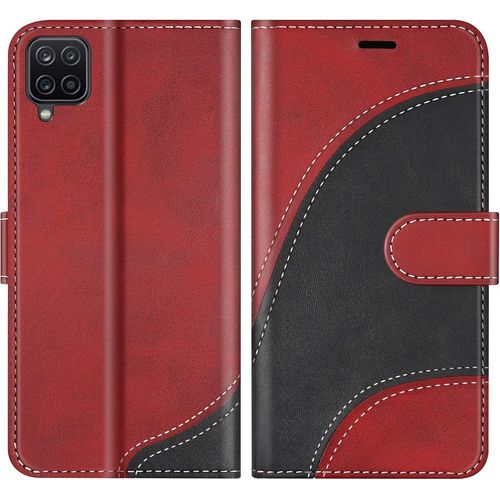 Coque Pour Galaxy A12 5g, Portefeuille Etui En Cuir Pu, Magnétique Protection Housse Coque Pour Samsung Galaxy A12 5g, Rouge
