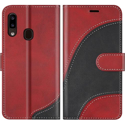 Sjzg-Coque Pour Galaxy A20e, Portefeuille Etui En Cuir Pu, Magnétique Protection Housse Coque Pour Samsung Galaxy A20e, Rouge