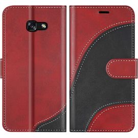KAL-Coque Pour Galaxy A3 2017, Portefeuille Etui En Cuir Pu, Magnétique Protection Housse Coque Pour Samsung Galaxy A3 2017, Rouge