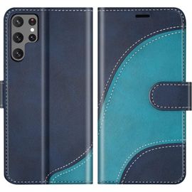 Coque Pour Galaxy S22 Ultra, Portefeuille Etui En Cuir Pu, Magnétique Protection Housse Coque Pour Samsung Galaxy S22 Ultra, Bleu