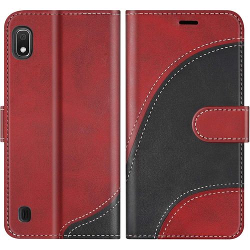Kal-Coque Pour Galaxy A10 / Galaxy M10, Portefeuille Etui En Cuir Pu, Magnétique Protection Housse Coque Pour Samsung Galaxy A10 / Galaxy M10, Rouge