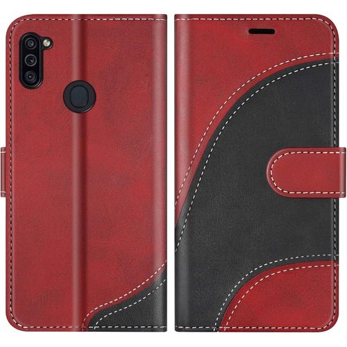 KAL-Coque Pour Galaxy M11, Portefeuille Etui En Cuir Pu, Magnétique Protection Housse Coque Pour Samsung Galaxy M11, Rouge