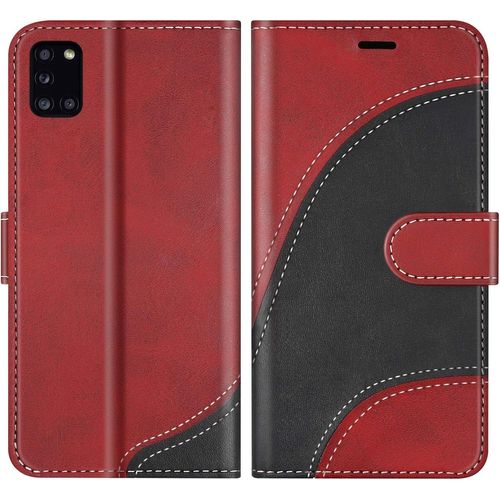 Sjzg-Coque Pour Galaxy A31, Portefeuille Etui En Cuir Pu, Magnétique Protection Housse Coque Pour Samsung Galaxy A31, Rouge