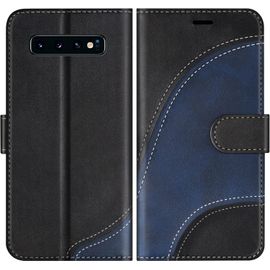 Sjzg-Coque Pour Samsung Galaxy S10 Plus, Portefeuille Etui En Cuir Pu, Magnétique Protection Housse Coque Pour Galaxy S10 Plus, Noir