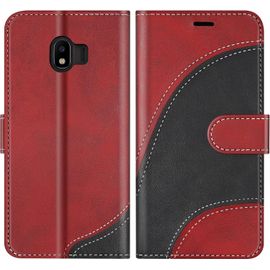 Kal-Coque Pour Galaxy J4 2018, Portefeuille Etui En Cuir Pu, Magnétique Protection Housse Coque Pour Samsung Galaxy J4 2018, Rouge