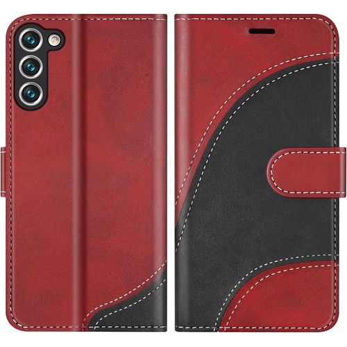 Kal-Coque Pour Galaxy S23, Portefeuille Etui En Cuir Pu, Magnétique Protection Housse Coque Pour Samsung Galaxy S23, Rouge