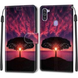 KAL-Coque Samsung Galaxy A11/M11, Housse Samsung A11/M11, Etui Premium Housse En Cuir Pochette Protection Portefeuille Rabat Clapet Case Porte Carte Magnétique Étui Antichoc Cover (Crépuscule)