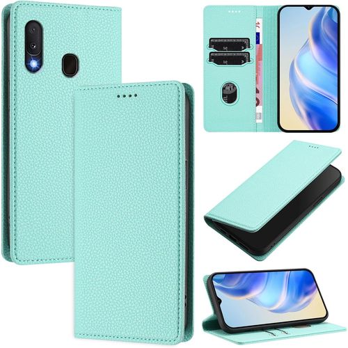 Sjzg-Coque Pour Samsung Galaxy A20e, Rfid Blocage Portefeuille Etui À Rabat, Housse En Cuir Pu Pour Samsung A20e, Vert