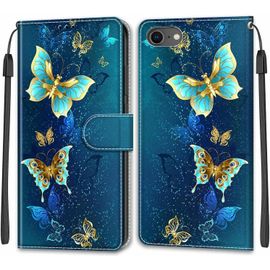 Étui À Rabat En Cuir Pu Avec Support Et Languette Magnétique ¿ 2 Emplacements Cartes ¿ Compatible Iphone Se 2022 / Se 2020 / Iphone 8 / Iphone 7