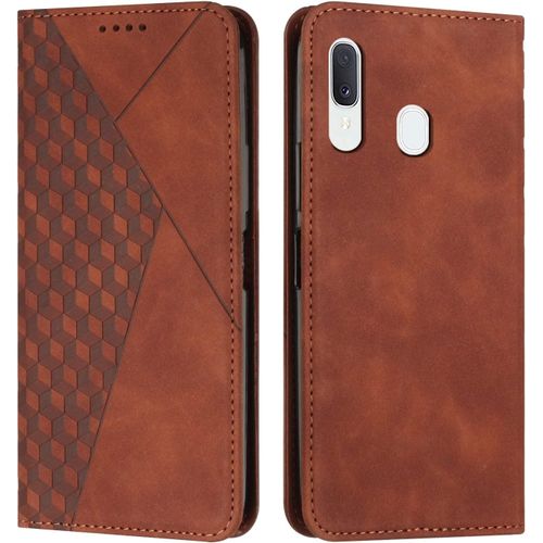 Sjzg-Coque Pour Samsung Galaxy A20e / A10e, Premium Flip Housse Étui Protection Rabat Clapet Portefeuille Phone Cover Magnétique [Porte Cartes] Antichoc Béquille Cover (Marron)