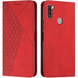 KAL-Coque Pour Samsung Galaxy A11, Premium Flip Housse Étui Protection Rabat Clapet Portefeuille Phone Cover Magnétique [Porte Cartes] Antichoc Béquille Cover (Rouge)