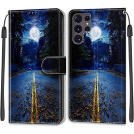 Kal-Coque Samsung Galaxy S22 Ultra, Housse Samsung S22 Ultra, Etui Housse En Cuir Pochette Protection Portefeuille Rabat Clapet Case Porte Carte Magnétique Étui Antichoc Cover (Lune)