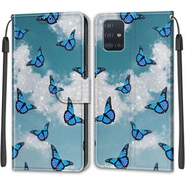 Kal-Coque Samsung Galaxy A51 4g/M40s, Housse Samsung A51 4g/M40s, Etui Housse En Cuir Pochette Protection Portefeuille Rabat Clapet Case Porte Carte Magnétique Étui Antichoc Cover (Papillon 2)