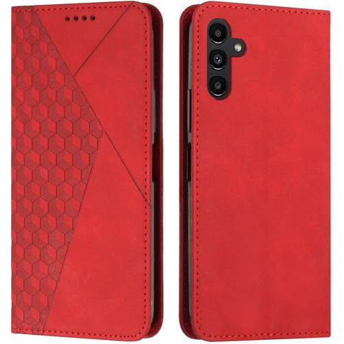 SJZG-Coque Pour Samsung Galaxy A55 5G, Premium Flip Housse Étui Protection Rabat Clapet Portefeuille Phone Cover Magnétique [Porte Cartes] Antichoc Béquille Cover (Rouge)