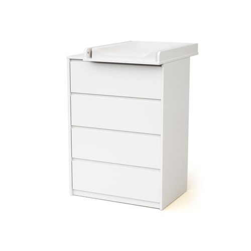 Commode 4 Tiroirs Avec Plan À Langer En Bois 50 Cm - Blanc