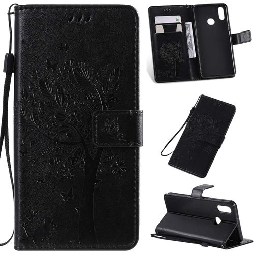 Coque Pour Samsung Galaxy A10s/M01s, Etui Samsung A10s/M01s, Antichoc Tpu Housse Cuir Flip Case Portefeuille Etui Rabat [Magnetique] Coque De Protection Fentes Pour Cartes (Noir)