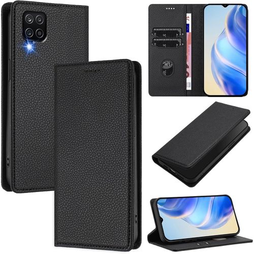 Sjzg-Coque Pour Samsung Galaxy A12 4g / Galaxy M12, Rfid Blocage Portefeuille Etui À Rabat, Housse En Cuir Pu Pour Samsung A12 4g / Galaxy M12, Noir