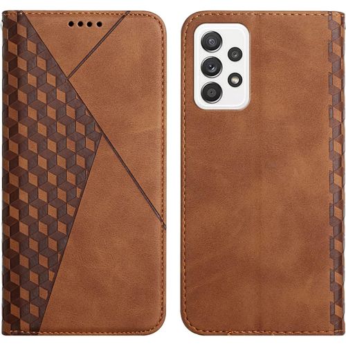 Kal-Coque Pour Samsung Galaxy A52 5g, Premium Flip Housse Étui Protection Rabat Clapet Portefeuille Phone Cover Magnétique [Porte Cartes] Antichoc Béquille Cover (Marron)