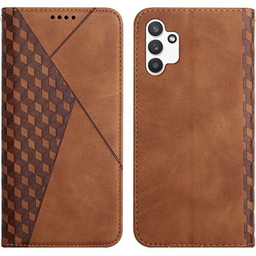 SJZG-Coque Pour Samsung Galaxy A13 4G / A13 4G Lte, Premium Flip Housse Étui Protection Rabat Clapet Portefeuille Phone Cover Magnétique [Porte Cartes] Antichoc Béquille Cover (Marron)