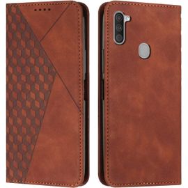 KAL-Coque Pour Samsung Galaxy A11, Premium Flip Housse Étui Protection Rabat Clapet Portefeuille Phone Cover Magnétique [Porte Cartes] Antichoc Béquille Cover (Marron)