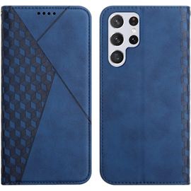 Kal-Coque Pour Samsung Galaxy S22 Ultra, Premium Flip Housse Étui Protection Rabat Clapet Portefeuille Phone Cover Magnétique [Porte Cartes] Antichoc Béquille Cover (Bleu)
