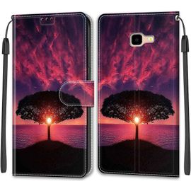 Kal-Coque Samsung Galaxy J4 Plus 2018/J4 Prime, Etui Premium Housse En Cuir Pochette Protection Portefeuille Rabat Clapet Case Porte Carte Magnétique Étui Antichoc Cover (Crépuscule)