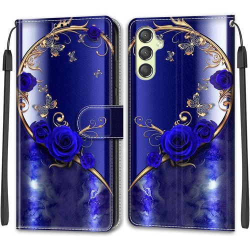 Kal-Coque Samsung Galaxy A24 4g, Housse Samsung A24 4g, Etui Premium Housse En Cuir Pochette Protection Portefeuille Rabat Clapet Case Porte Carte Magnétique Étui Antichoc Cover (Papillon 1)