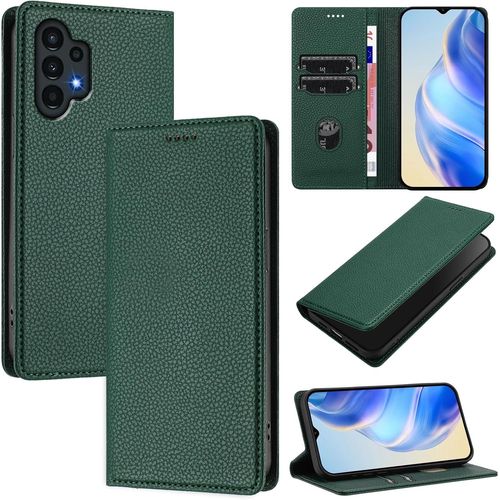 Kalanka-Coque Pour Samsung Galaxy A04s / Galaxy A13 5g / Galaxy A13 4g, Rfid Blocage Portefeuille Etui À Rabat, Housse En Cuir Pu Pour Samsung A04s / Galaxy A13 5g / A13 4g, Vert Foncé