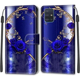 Kal-Coque Samsung Galaxy A51 4g/M40s, Housse Samsung A51 4g/M40s, Etui Housse En Cuir Pochette Protection Portefeuille Rabat Clapet Case Porte Carte Magnétique Étui Antichoc Cover (Papillon 1)