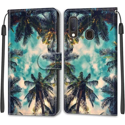 Étui Portefeuille Pour Samsung Galaxy A20e / A10e - Rabat Cuir Aimanté, 2 Emplacements Cartes, Support Horizontal, Coque Tpu Anti-Rayures