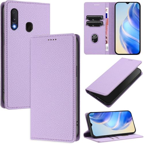 Sjzg-Coque Pour Samsung Galaxy A20e, Rfid Blocage Portefeuille Etui À Rabat, Housse En Cuir Pu Pour Samsung A20e, Violet
