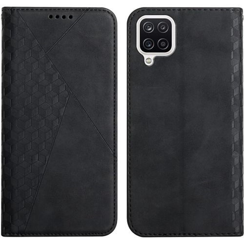 Sjzg-Coque Pour Samsung Galaxy A12, Premium Flip Housse Étui Protection Rabat Clapet Portefeuille Phone Cover Magnétique [Porte Cartes] Antichoc Béquille Cover (Noir)