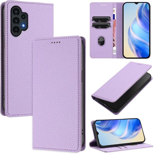 Kal-Coque Pour Samsung Galaxy A04s / Galaxy A13 5g / Galaxy A13 4g, Rfid Blocage Portefeuille Etui À Rabat, Housse En Cuir Pu Pour Samsung A04s / Galaxy A13 5g / A13 4g, Violet