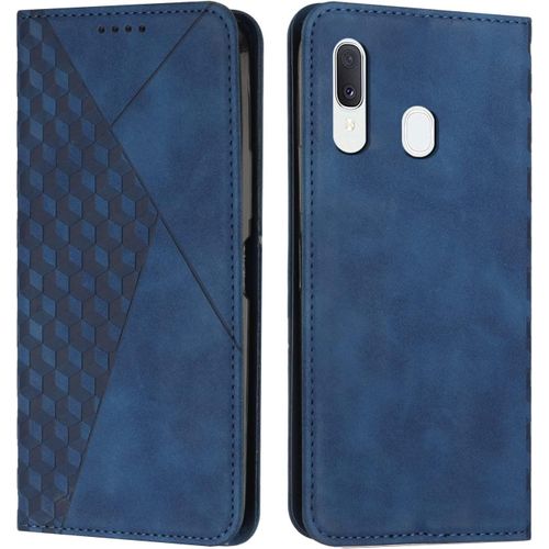Sjzg-Coque Pour Samsung Galaxy A20e / A10e, Premium Flip Housse Étui Protection Rabat Clapet Portefeuille Phone Cover Magnétique [Porte Cartes] Antichoc Béquille Cover (Bleu)