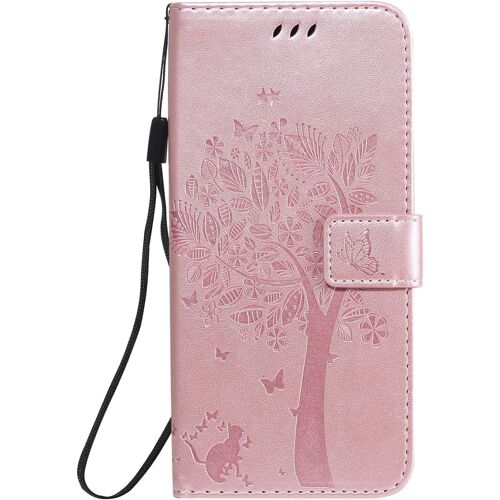 KAL-Coque Pour Samsung Galaxy A21S, Etui Samsung A21S, Antichoc Tpu Housse Cuir Flip Case Portefeuille Etui Rabat [Magnétique] Coque De Protection Fentes Pour Cartes Cover (Or Rose)