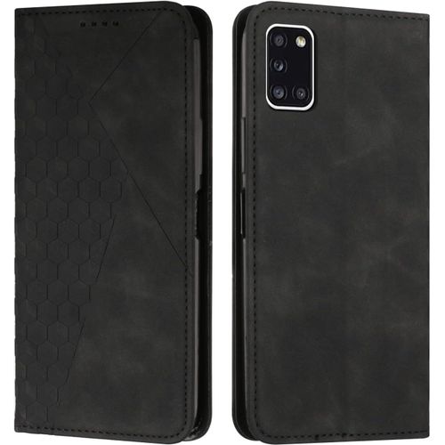 Sjzg-Coque Pour Samsung Galaxy A31, Premium Flip Housse Étui Protection Rabat Clapet Portefeuille Phone Cover Magnétique [Porte Cartes] Antichoc Béquille Cover (Noir)