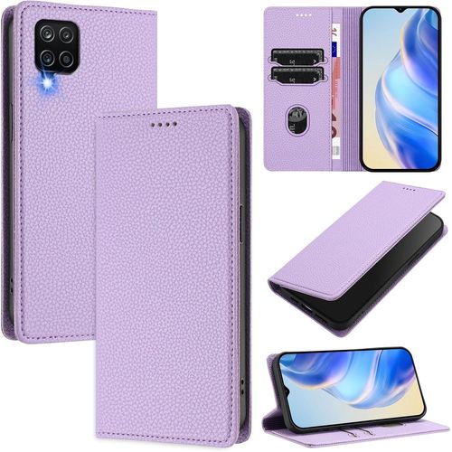 Sjzg-Coque Pour Samsung Galaxy A12 4g / Galaxy M12, Rfid Blocage Portefeuille Etui À Rabat, Housse En Cuir Pu Pour Samsung A12 4g / Galaxy M12, Violet