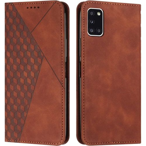 Coque Pour Samsung Galaxy A31, Premium Flip Housse Étui Protection Rabat Clapet Portefeuille Phone Cover Magnétique [Porte Cartes] Antichoc Béquille Cover (Marron)[Pop942957]