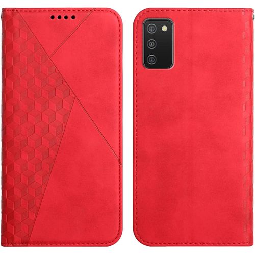 KAL-Coque Pour Samsung Galaxy A03S, Premium Flip Housse Étui Protection Rabat Clapet Portefeuille Phone Cover Magnétique [Porte Cartes] Antichoc Béquille Cover (Rouge)
