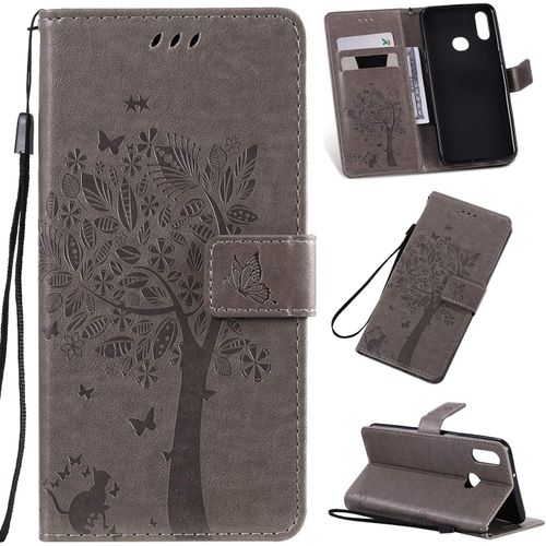 Coque Pour Samsung Galaxy A10s/M01s, Etui Samsung A10s/M01s, Antichoc Tpu Housse Cuir Flip Case Portefeuille Etui Rabat [Magnetique] Coque De Protection Fentes Pour Cartes(Gris)