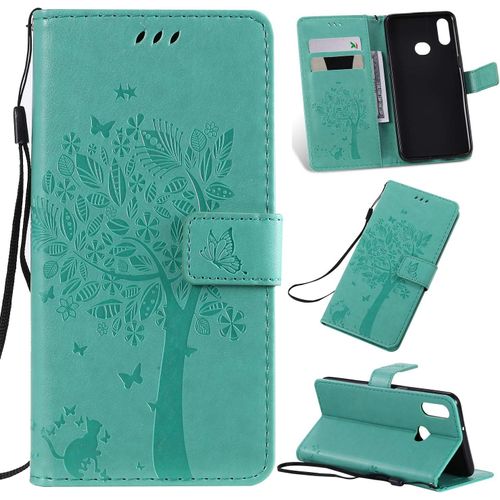 Coque Pour Samsung Galaxy A10s/M01s, Etui Samsung A10s/M01s, Antichoc Tpu Housse Cuir Flip Case Portefeuille Etui Rabat [Magnetique] Coque De Protection Fentes Pour Cartes(Vert)