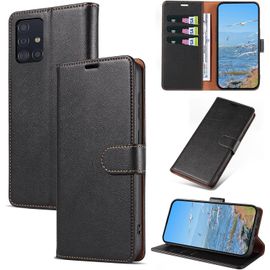 Coque Pour Galaxy A51 4g, Antichoc Magnetique Étui À Rabat Avec Porte Cartes, Portefeuille Housse En Cuir Pu Pour Samsung Galaxy A51 4g, Noir