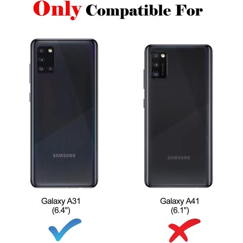 Coque pour Galaxy A31, Antichoc Magnetique Étui à Rabat avec Porte Cartes, Portefeuille Housse en Cuir PU pour Samsung Galaxy A31, Noir