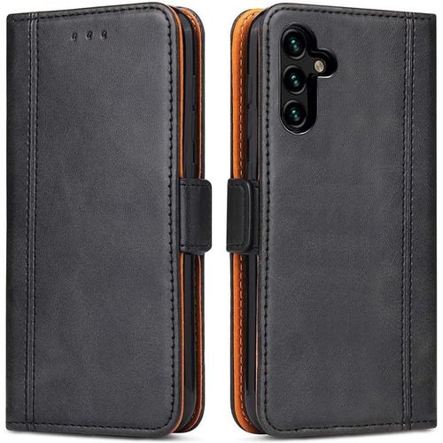 Kalanka-Coque Pour Samsung Galaxy A15, Housse En Cuir Pu Premium Etui ? Rabat Pochette De Portefeuille, ?Tui De Protection Pour Samsung Galaxy A15, Noir