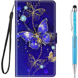 Coque Pour Xiaomi Redmi Note 9s/ Note 9 Pro, Mode Cratif Effet Dsign Tui De Protection Housse En Pu Cuir Avec Portefeuille Fermeture Magntique Fentes Pour Cartes (Papillon 2)