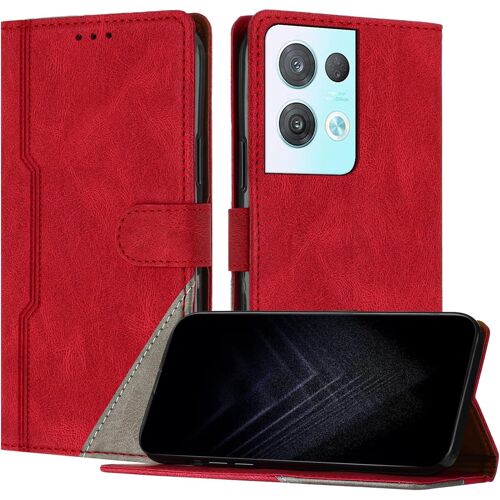 KAL-Étui Pour Oppo Reno 8 Pro 5G, Housse En Cuir Pu Avec [Protection Antichoc Tpu] [Fonction Support] [Porte-Cartes ] Antichoc Magnétique Coque Pour Oppo Reno 8 Pro 5G - Rouge