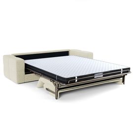 Canapé Convertible Express 4 Places En Velours Texturé Crème