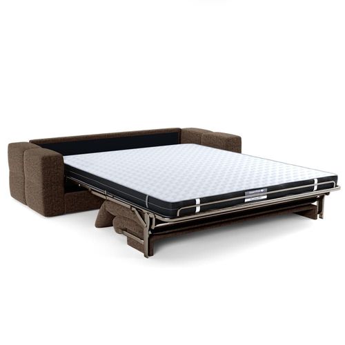 Canapé Convertible Express 4 Places En Velours Texturé Brun Expresso