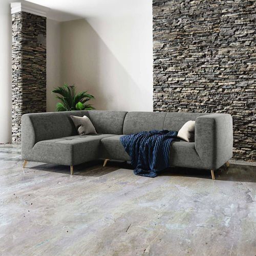 Canapé D'angle Gauche En Polyester Gris